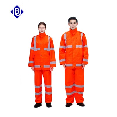 環(huán)衛(wèi)雨衣男女套裝桔紅黃色反光透氣環(huán)衛(wèi)服工作服高品質(zhì)