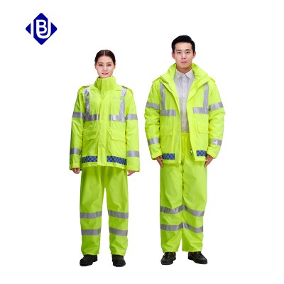 雨豹牌熒光黃安全沖鋒衣棉衣反光衣可按要求定.新款150D