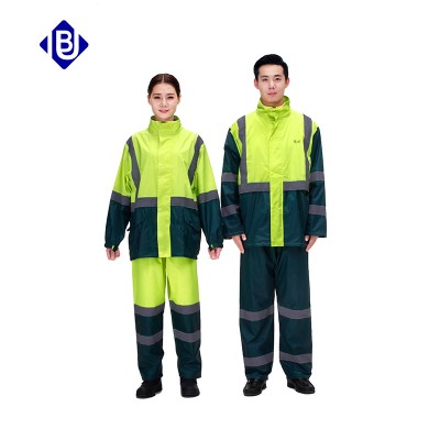 時尚拼色環(huán)衛(wèi)服反光條雨衣