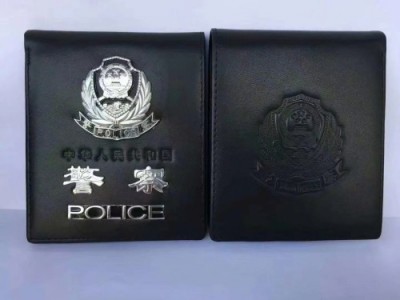 警用鏤空徽錢包 警用牛皮手拿包